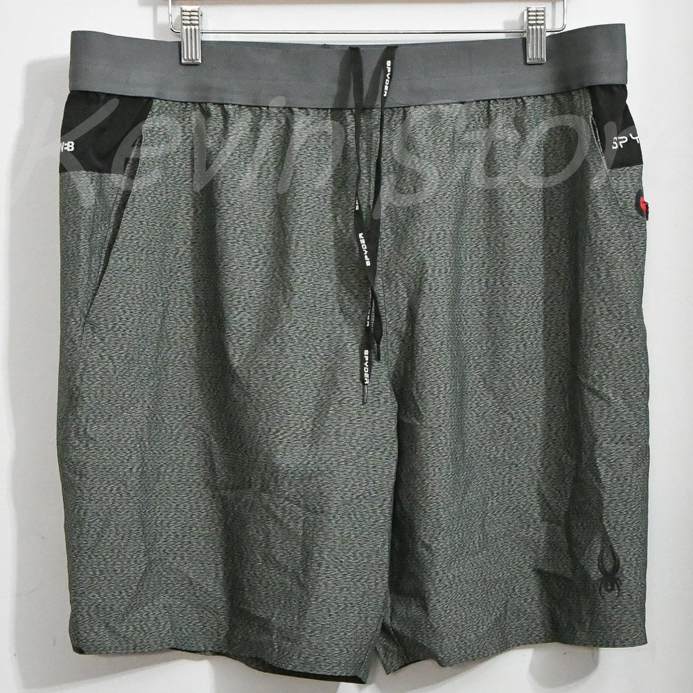 GRAY Spyder Men's Proweb Stretch Zippered Pockets Active Shorts